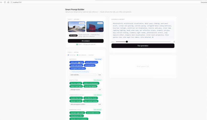 Toggling and editing tags updates the prompt live